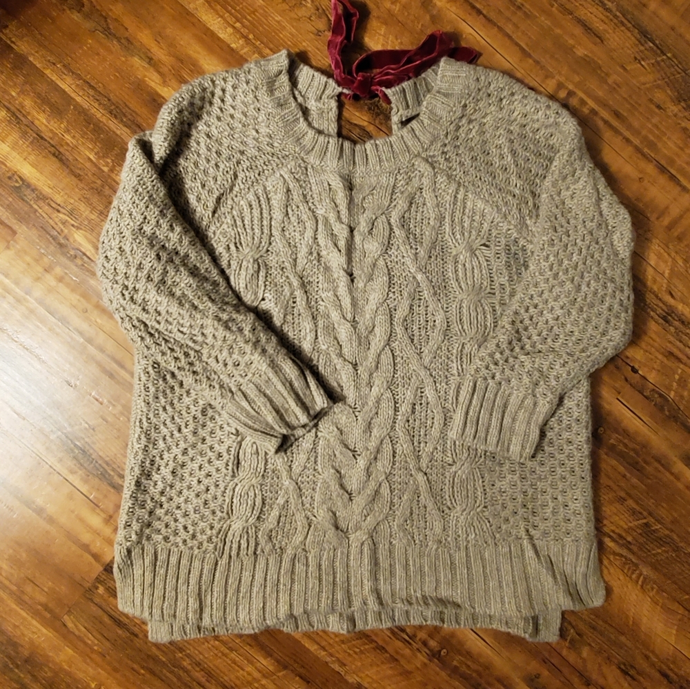 The Limited Cable Knit Sweater, Ribbon Back M